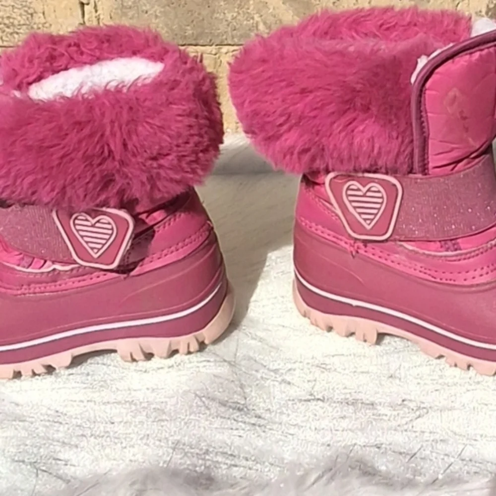 Nova Mountain Youth Pink Faux-Fur Sherpa Waterproof Winter Boots   Size 9 Kids
